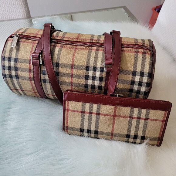 Burberry Nova Check Barrel Bag & Wallet * Leather & Coated Canvas - Picture 1 of 16